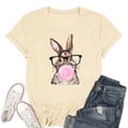 thumbnail image 1 of Easter Cute Bunny Short Sleeve T Shirt for Women Crew Neck Casual Color Top Soft Breathable Summer Beige XXL, 1 of 3