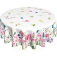 thumbnail image 1 of Easter Cute Bunny Table Cloth Pink Purple White Floral Butterfly Decorative Tablecloth Round 60 Inch Spring Flowers Washable Table Cover For Holiday Party Home Kitchen Dinning Room Picnic Decor, 1 of 6