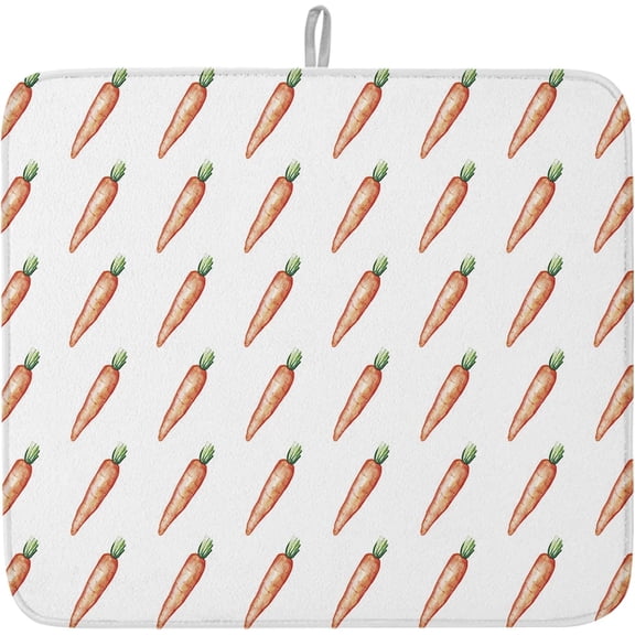 Easter Cute Carrot Dish Drying Mats for Kitchen Counter Rabbit Bunny Microfiber Absorbent Dish Drainer/Rack Mat Reversible Hangding Quick Drying kitchen Drying Mat, 18x24inch Machine Washable