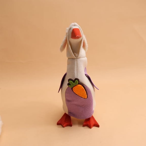 Cute Hooded Duck in Bunny Costume Plush - Desktop Decoration Easter Stuffed Animal | Soft Cartoon Plush with Carrot Patch Design