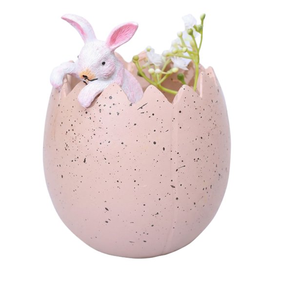 Easter Cute Home Flower Pot Bunny Creative Resin Ornament Statue for Garden Patio Tabletop Display Spring Holiday Party Favor Scene Arrangement Props Festival Decor,Pink