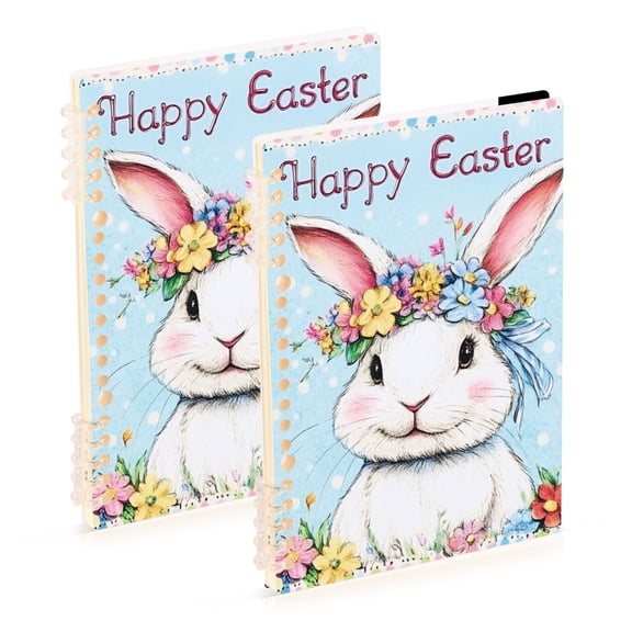 Easter Cute Rabbit with Garland Notebook Detachable Coil Notebook Diary Plan Book A5 Size 60 Pages 1 Pack