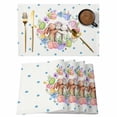 thumbnail image 1 of Easter Cute Rabbits Placemats Set of 12, Colorful Eggs Country Flowers Blue Pot Placemats for Dining Table, Place Mats for Kitchen Tabletop, Waterproof Wipeable Dining Table Mats Set, 1 of 9