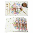 thumbnail image 1 of Easter Cute Rabbits Placemats Set of 4, Colorful Eggs Pink Blue Flowers Green Pot Placemats for Dining Table, Place Mats for Kitchen Tabletop, Waterproof Wipeable Dining Table Mats Set, 1 of 9