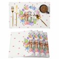 thumbnail image 1 of Easter Cute Rabbits Placemats Set of 4, Colorful Eggs Pink Blue Flowers Pink Pot Placemats for Dining Table, Place Mats for Kitchen Tabletop, Waterproof Wipeable Dining Table Mats Set, 1 of 9