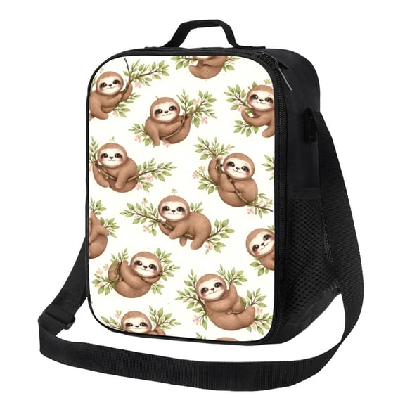 Easter Cute Sloth Lunch Bag Insulated Thermal Box with Shoulder Strap & Handle for Work and Picnic
