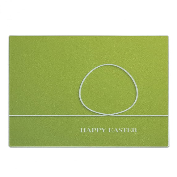 Easter Cutting Board, Minimalist Egg Design on a Green Toned Backdrop Coming of the Spring Theme, Decorative Tempered Glass Cutting and Serving Board, Small Size, Yellow Green White, by Ambesonne