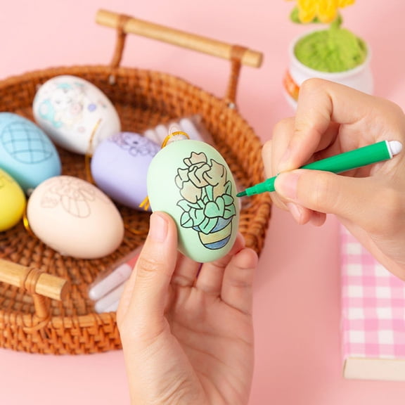 Easter DIY Artificial Eggs Painting Kit | Hand-Drawn Simulation Eggs | Cartoon Bunny Designs | 7x4cm | Includes Paints & Tools | Creative Holiday Art Activity | Family Craft | Easy Coloring Gift Set