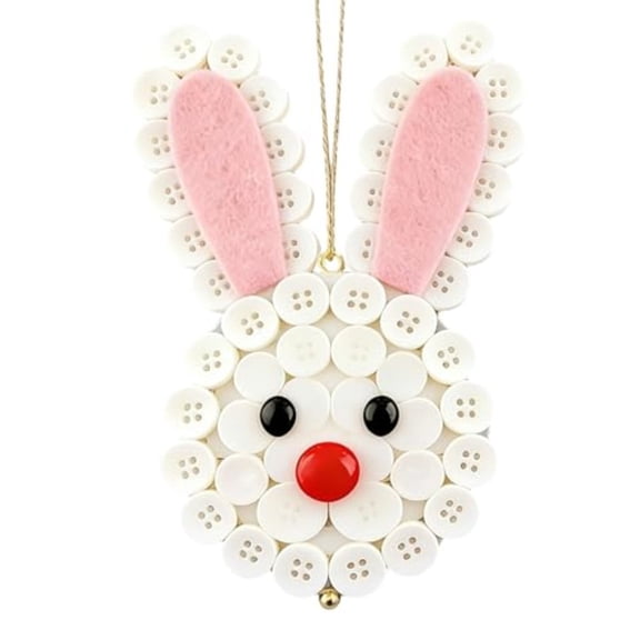Easter DIY Button Ornament Kit, Bunny Carrot Egg Hanging Decor for Easter Crafts Home Party Decor