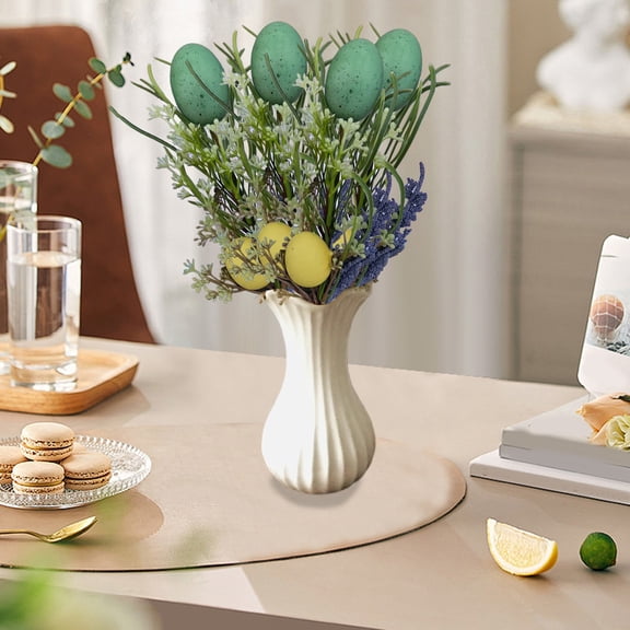 Easter DIY Decorations, Artificial Leaf Branch with Colored Eggs, Spring Home Decor, 1 Piece, 13.77 Inches, for Wedding Party and Holiday