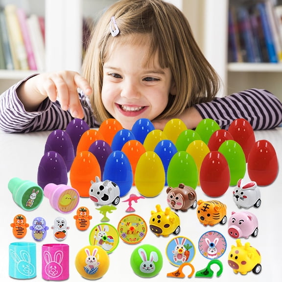 Easter DIY Eggs,24 Plastic Easter Eggs,Filled Easter Eggs,Easter Basket Filler,Easter Party Decoration,Kids Craft Supplies,Spring Holiday Decor,Egg Hunt Activity,Easter Table Decor