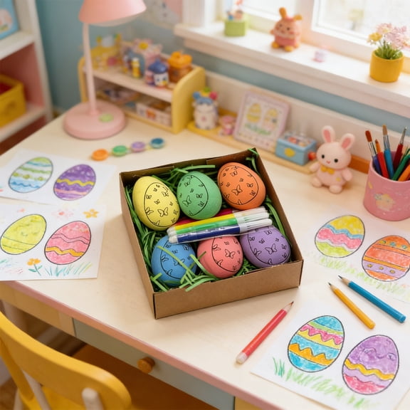 Easter DIY Hand Paint Eggs Set, Multicolor Plastic Eggs for Crafting, Easter Egg Decorating Kit, Hand Painting Craft Eggs for Holiday Activities