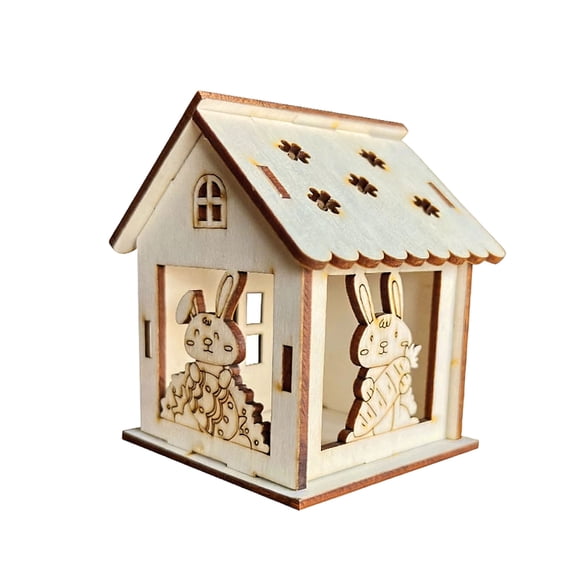 Easter DIY Wooden House Decor,Paintable Cottage Craft for , Handmade Coloring Easter Decoration , Perfect Easter Basket Stuffer、Gift