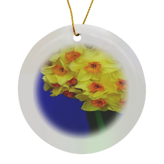 3drose, Easter Daffodils, Circle Porcelain Ornament