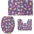 thumbnail image 1 of Easter Day Colorful Eggs 3 Pieces Bathroom Rugs Set, Toilet Seat Cover+ Contour Mat+ Flannel Bath Rug, Bathroom Decor, 1 of 6