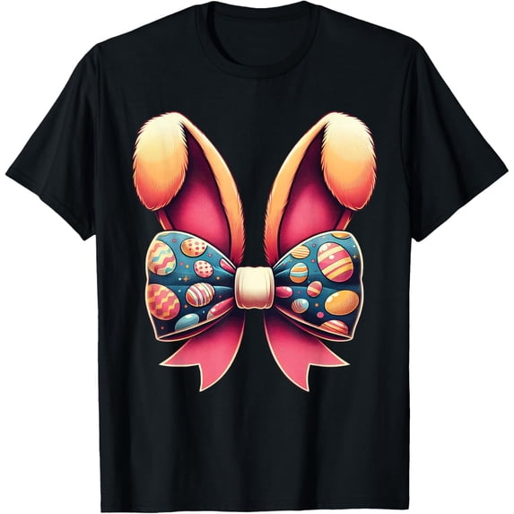 Easter Day Coquette Bow Cute Bunny Rabbit Girls Teens Kids T-Shirt men and women can wear, black, white, gifts