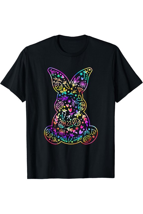 Easter Day Cute Floral Easter Bunny Tie Dye Women Girl T-Shirt