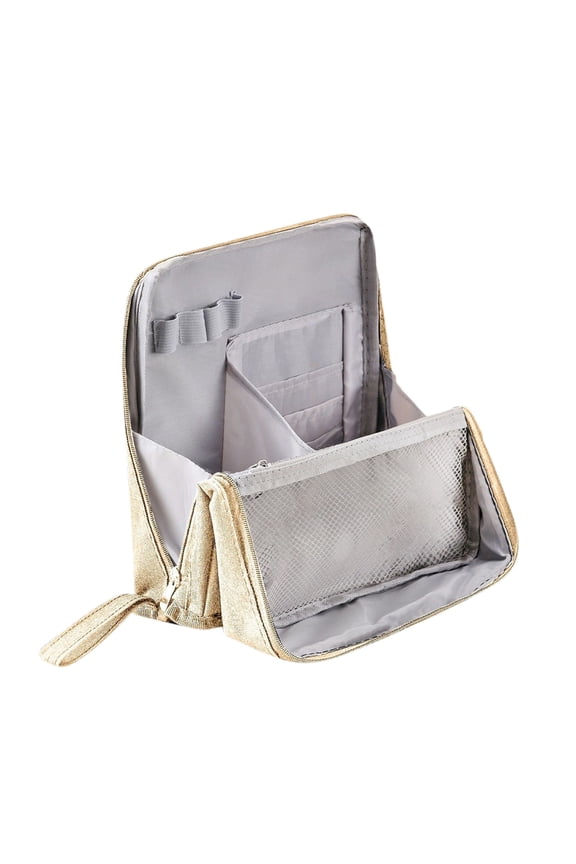 Easter Day Decorations Standing Up Makeup Bag Multi-Purpose Large Capacity Cloth Standing Makeup Bag Portable Waterproof Toiletry Bag with Compartments New, Beige One Size