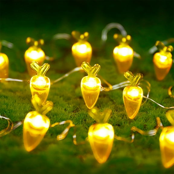 Easter Day Decorations String Lights, Carrot Easter Theme String Lights, 3.28 ft 10 LEDs 3AA Battery Operated for Bedroom, Birthday, Tent Wedding Party