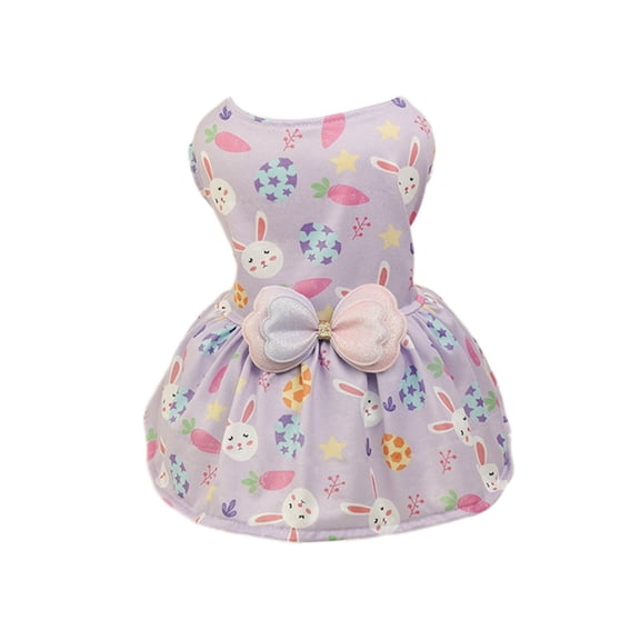 Easter Day Dog Dresses Bunny Carrot Easter, Puppy Dress with Bow Dog Easter Skirt Holiday Outfit Pet Dog Easter Apparel Clothes, for Small Medium Dogs Cats L