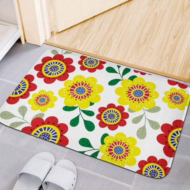 Easter Day Doormat Spring Retro Flower Durable Front Door Mats