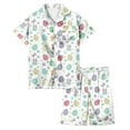 thumbnail image 1 of Easter Day Pajamas Toddler Girls Cartoon Rabbit Short Sleeved Sleepwear Set Comfortable Buttons Two-Piece Pj Sleepwear Sets White,6-7 Years, 1 of 5