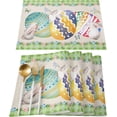 thumbnail image 1 of Easter Day Placemats Set of 6 - Cute Easter Eggs Rabbits Green and White Plaid Border Place Mat for Dining Table Washable Cotton Linen Table Mats, 12 x 18 Inch, 1 of 6