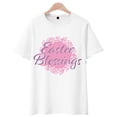 thumbnail image 1 of Easter Day Rabbit Patterns Graphic Summer Short Sleeve Tops For Women and Men Casual Crew Neck T-Shirts, White, 1 of 15