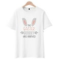 thumbnail image 1 of Easter Day Rabbit Patterns Graphic Summer Short Sleeve Tops For Women and Men Casual Crew Neck T-Shirts, White, 1 of 15