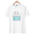 thumbnail image 1 of Easter Day Rabbit Patterns Graphic Summer Short Sleeve Tops For Women and Men Casual Crew Neck T-Shirts, White, 1 of 15