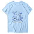 thumbnail image 1 of Easter Day Shirt Women Short Sleeve Cute Summer Tops Eggs Rabbit Printed Graphic Base Tee Crewneck Tshirts (M, Light Blue 01), 1 of 5