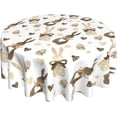 thumbnail image 1 of Easter Day Tablecloth 60 Inch Round, Brown Bunny Table Cloth, Eggs Love Heart Tablecloths Polyester Fabric Farmhouse Decorative for Spring Home Kitchen Dining Party, 1 of 6