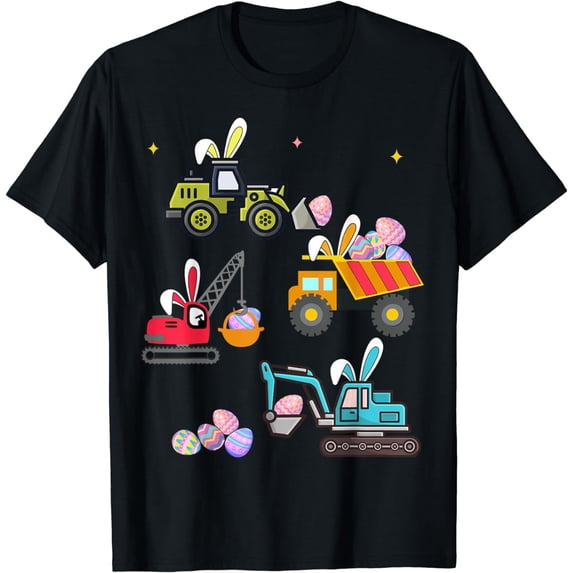 Easter Day boys Toddler Egg funny Construction Bunny T-Shirt
