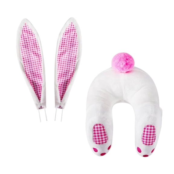 Easter Decor Bunny Butt Wreath Kit, Cute Butt with Ears for Home Wall Hanging Cartoon Ornament Decoration, Welcome Sign Wreath Attachment,Plaid C