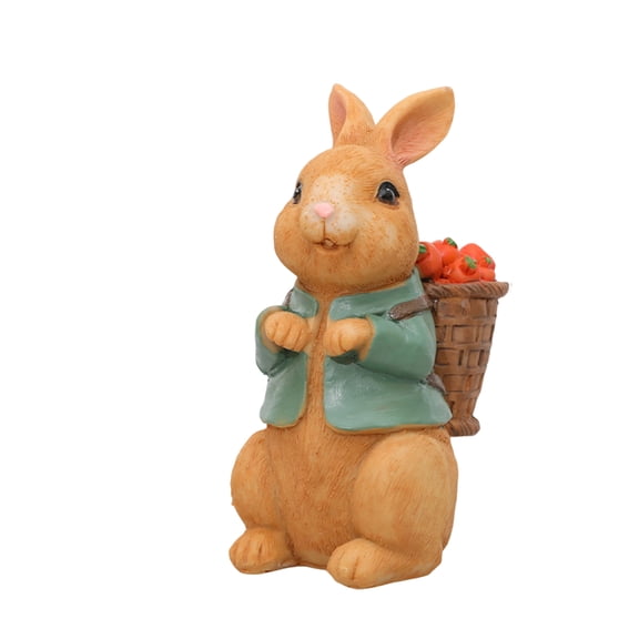 Easter Decor Easter Decorations Easter Figurines Easter Bunny Figurines Easter Bunny 5 Inch Resin Bunny Figurine with Jacket and Carrot Basket for Easter Home Decor