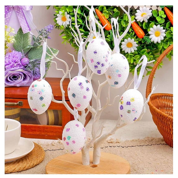 Easter Decor, Easter Eggs Pattern Printing, Foam Eggs Decoration Holiday Simulation Eggs Card Scene Layout for Mantels, Tabletops, Centerpieces, Easter Gifts, Easter Decorations