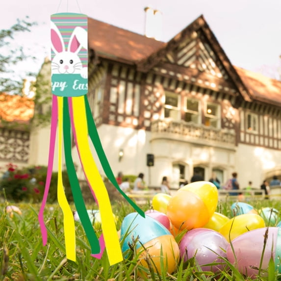 Easter Decor, Easter Garden Windsock Flags Cute Cartoon Rabbit Pattern Party Decoration Outdoor Courtyard Festival Atmosphere Decoration Props Canadian Flag Small 4x6 Alphabet Banner Letters