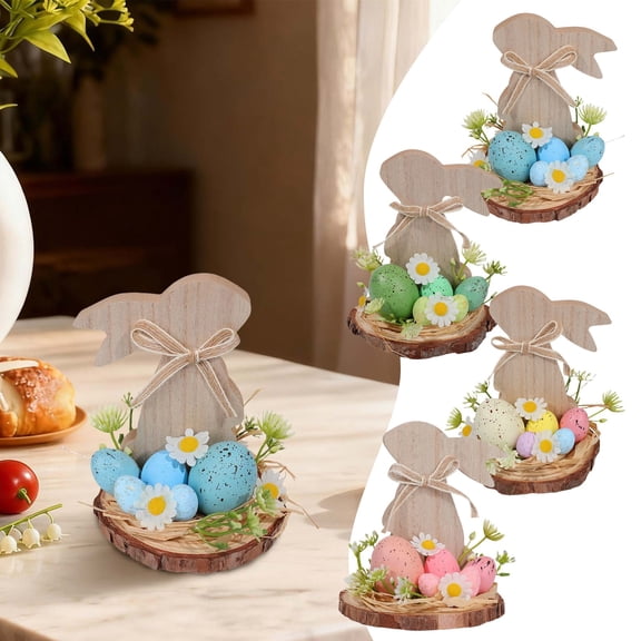 Easter Decor Easter Wooden Ornament,Decoration Warm Desktop Decoration Small Objects,Fit The Easter Theme,Light And Easy To Move