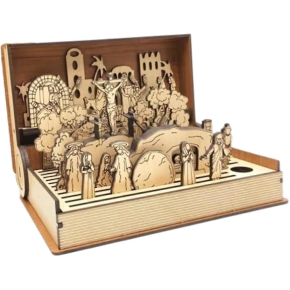 Easter Decor Handmade Wooden Easter Statue, Resurrection Scene Decoration, Religious for Home and Bookshelf, Easter Holy Week Gift, Easter Resurrection Scene Decor, Religious Easter Gifts