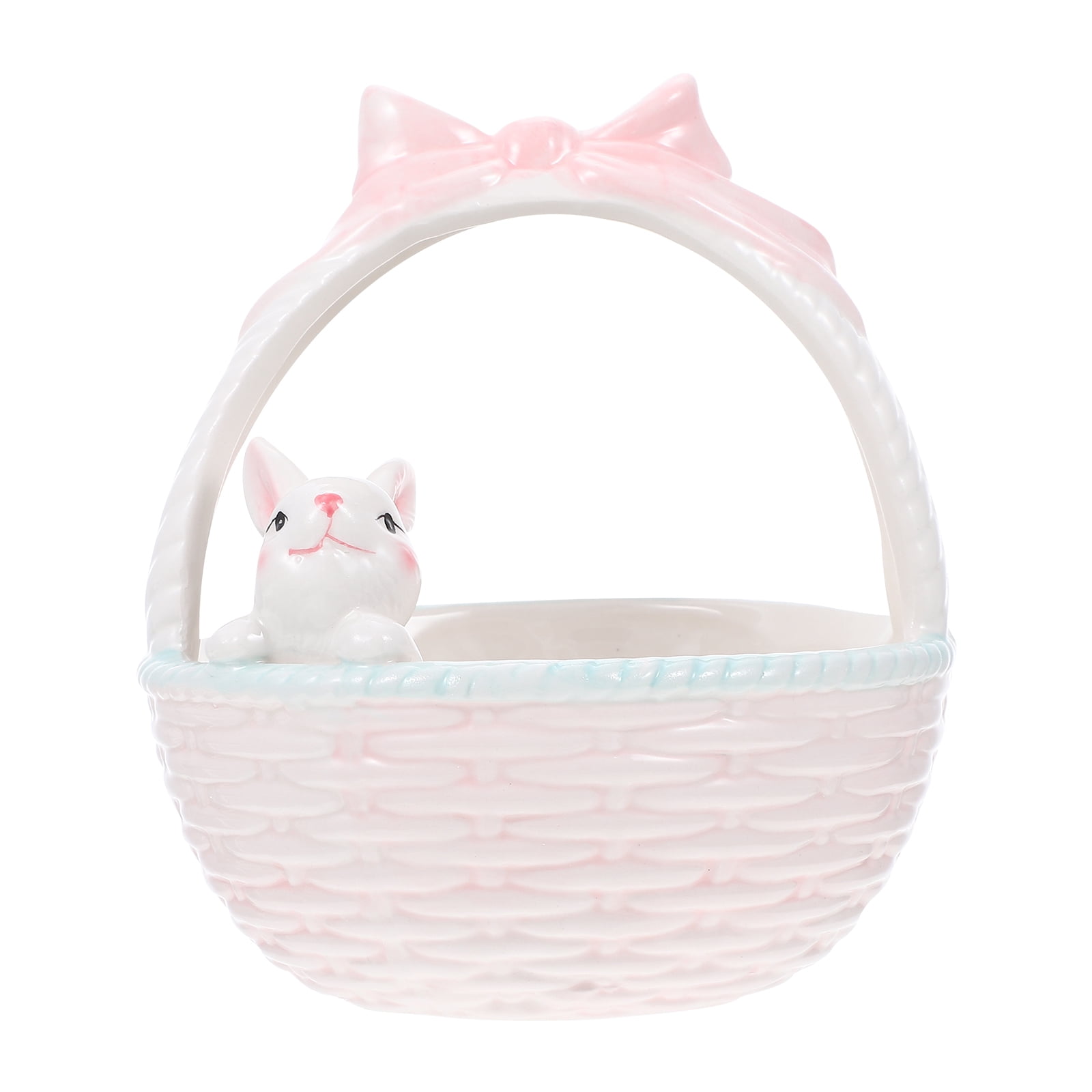 Supvox Decorative Ceramic Rabbit Basket Multi-Use for Indoor Outdoor