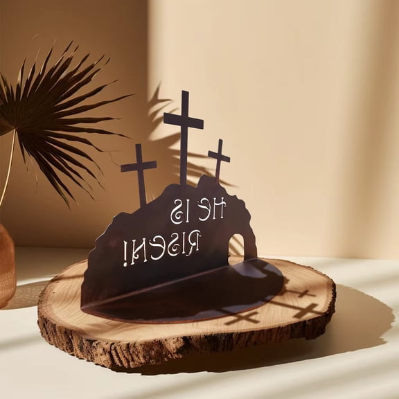 Easter Decor He is Risen Wooden Empty Tomb Scene Easter Decoration Christian Easter Home Interior Decorations, He is Risen Sign for Home Tabletop Office Crafts for Home Party Decor Party Supplies