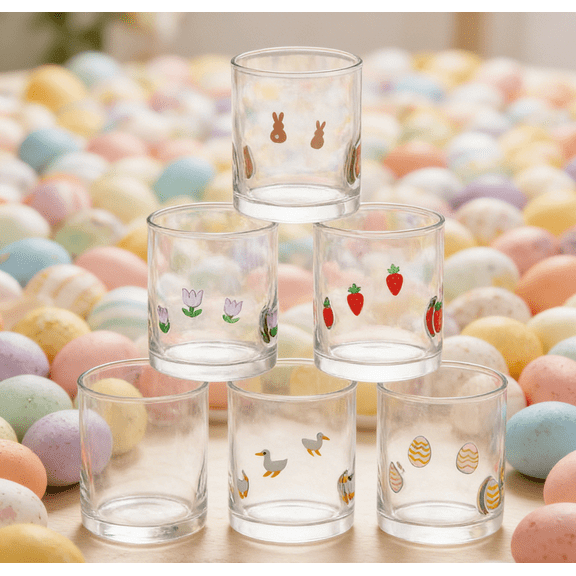 Easter Decor Shaped Transparent Glass Cup, Adorable Holiday Themed Drinkware for Home Tabletop, Ideal Easter Gift Party Beverage Cup for Coffee Tea and Daily Water Serving, C