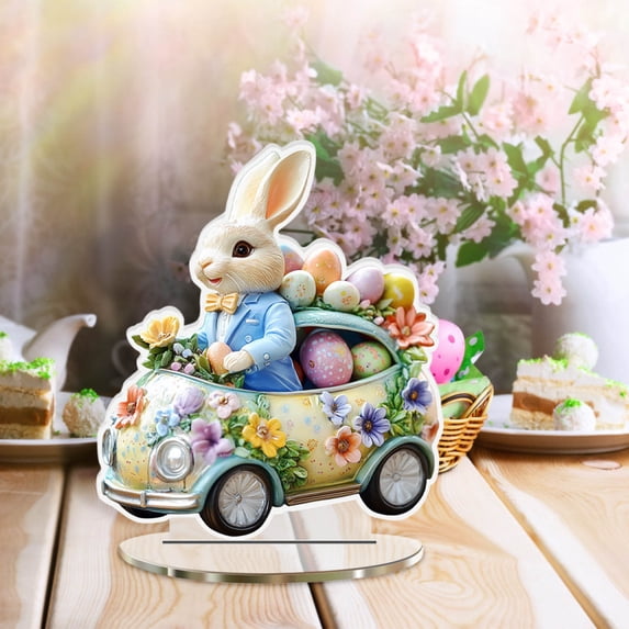 Easter Decor for Table Spring Decorations, Easter Decor Kitchen Easter Mantel Decor, Easter Bunny Desktop Ornament, 2D Flat Crafts, Easter Gifts(1pc)
