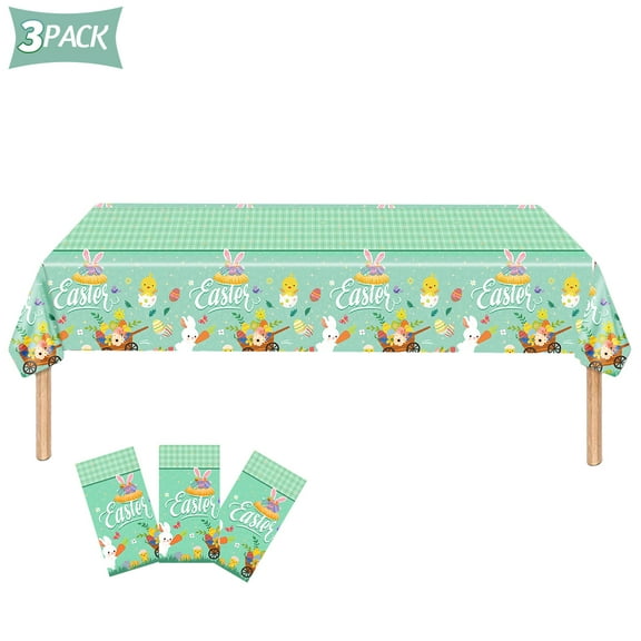 Easter Decoration 3Pcs Easter Tablecloths Easter Table Cover Disposable Easter Bunny Tablecloth for Easter Themed Party Spring Picnic Party Dinner Table Deacoration Favors 54 x 108inch