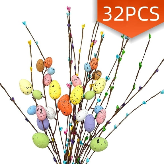 Easter Decoration Artificial Eggs Spray Vine with Pastel Decorative Egg Berries Spring Floral Stems for Party Supplies Table Centerpiece Wreath 30Pcs