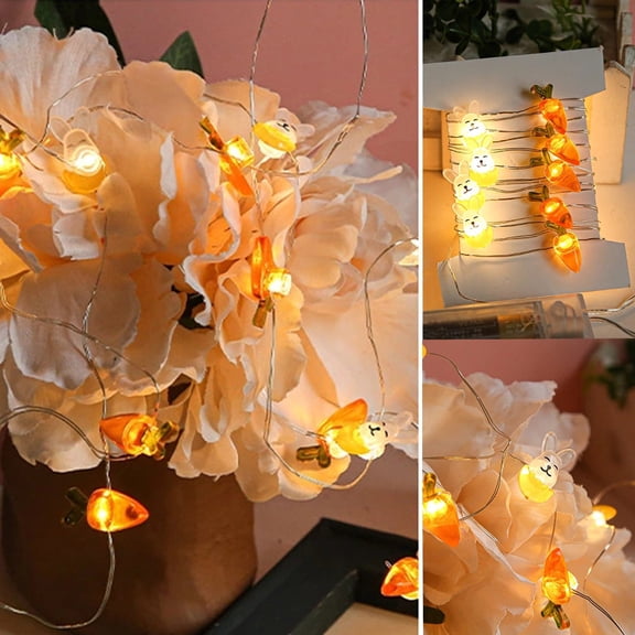 Easter Decoration Battery Operated Bunny Carrot Egg String Lights 39 Inch Fairy Lights, Spring Decor for Indoor Outdoor Home Mantel Tree Egg Hunt Party Easter Decoration