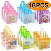 Easter Gift Bags with Handle Easter Party Supplies Reusable Tote Bags Easter Decoration for Holiday Spring 18 Pcs 8.27 × 5.9 × 7.87 in