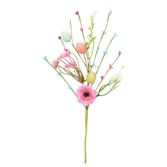 Easter Decoration Easter Egg Bouquets - Foam & Flower Arrangement Props With Twirling Design, 25Cm Tall Stems, Ready-To-Use, No Maintenance - For Dining Tables,