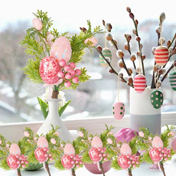 Easter Decoration Easter Eggs Plug Diy Foam Resurrection Eggs Decorative Greenerys Home Desktop Ornaments Accessories 6Pcs Set