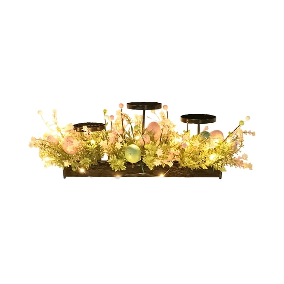 Easter Decoration, Easter LED Egg Candle Holder Centerpiece – Artificial Greenery Table Decoration, Festive Holiday Party Décor,Dining Table Centerpiece,Spring Floral Arrangement,Event & Home Display